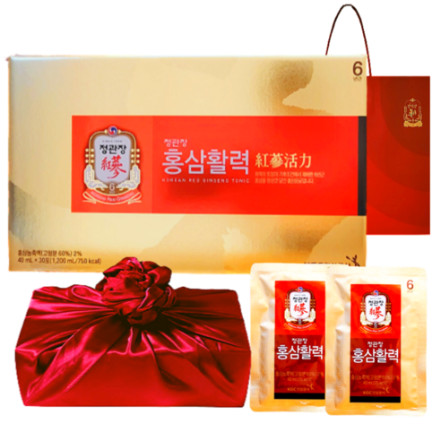 정관장 6년근 홍삼정 홍삼활력 30세트 1200ml 플러스 쇼핑백 골프 여행 추석 설 명절 선물세트(보자기포함) 1개, 30포