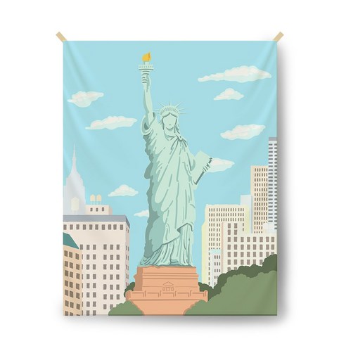 [ 드로잉모드 ] 홈인테리어 감성 행잉 가리개커튼 패브릭포스터, New York