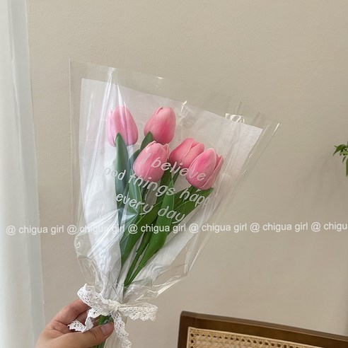 DFMEI 튤립 페이크 플라워 모티브 장식 꽃 포토 아이템 꽃다발 셀카 핸드백, 색깔8, 하나