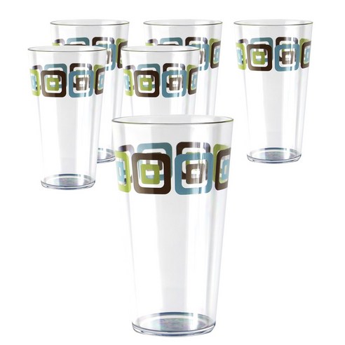 코렐 아크릴릭 라운드 글래스 일반 물컵 561.9ml, Squared, 6개입