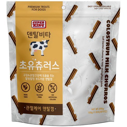 슈퍼킹 강아지 덴탈비타 초유츄러스 강아지 덴탈껌 관절케어 50개입, 500g, 1개 강아지 간식