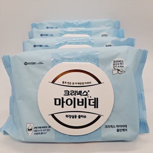 크리넥스 마이비데 클린케어 화장실용 물티슈 4팩, 46매, 캡형 1개 크리넥스 마이비데 클린케어 화장실용 물티슈 4팩, 46매, 캡형 1개