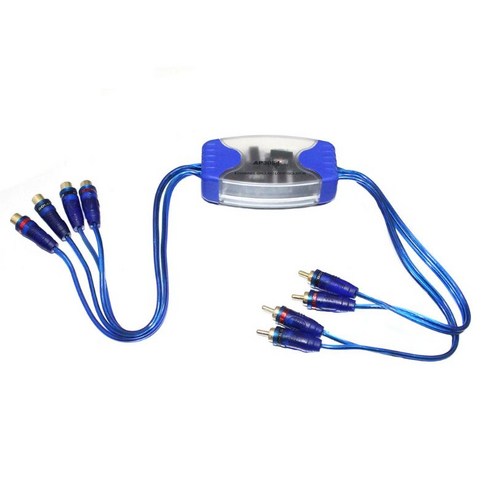 자동차 홈 스테레오 시스템 4 채널 접지 루프 아이솔레이터 오디오 노이즈 필터 4RCA, 푸른
