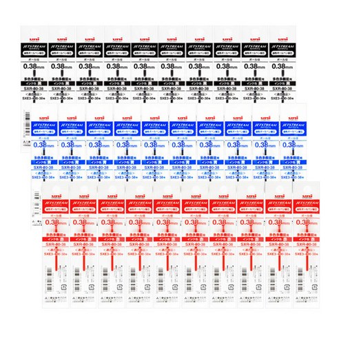 유니 제트스트림 멀티 리필심 0.38mm, 흑(10개)청(10개)적(10개)