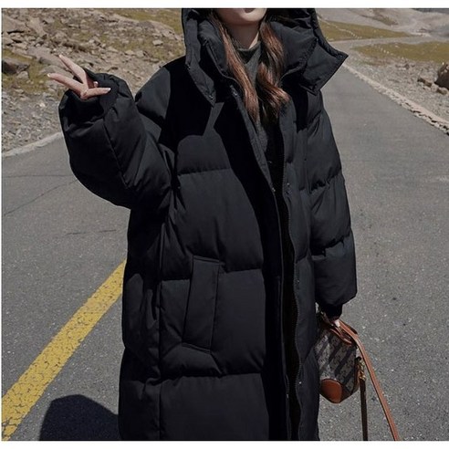래피의류 여성 후드롱패딩 캐주얼 데일리점퍼
