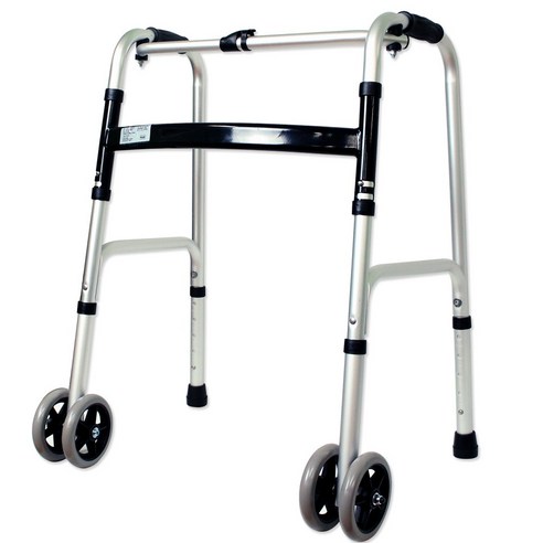 고령자 옥내용 접이식 1단 더블 바퀴 워커: 안전하고 편리한 이동 보조기 노인복지용품