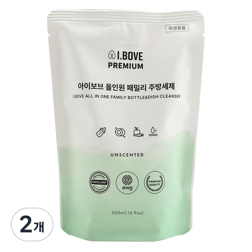 아이보브 올인원 패밀리 주방세제 리필, 2개, 500ml