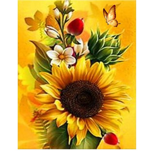 보석십자수 액자 캔버스형 50 x 40 cm DIY 풍수 해바라기 금전수 사과 엠제이에스, 1개, Y04 황금해바라기 꽃