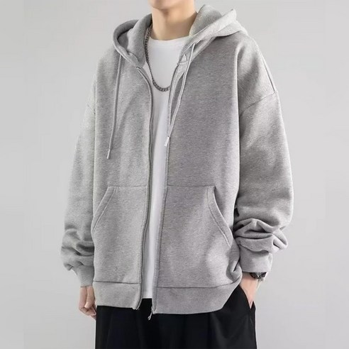 쪼예 남녀공용 오버핏 기모 후드 집업 가디건