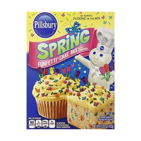 1+1 Pillsbury Funfetti 스프링 케이크 믹스 15.25온스, 2개