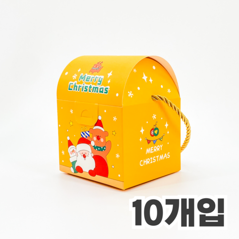 정담 손잡이 크리스마스 일러스트 포장 상자 10개, 5. 옐로