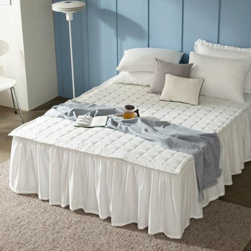 포근함이 내려앉는 침실, 아라벨르 소프트 플란넬 워싱 침대 스커트 + 패드 세트 V5 아라벨르침대스커트