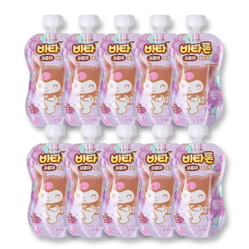 해호 비타톤 산리오 쿠로미 포도맛 음료수 100g, 10개