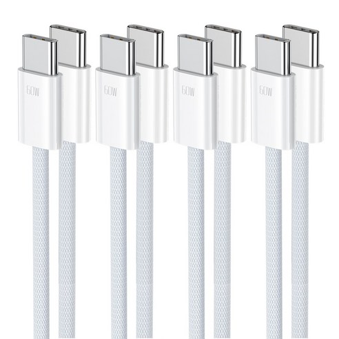 Toocki PD 60W CtoC 480Mbps 초고속 충전 케이블, 4개, 화이트, 2m