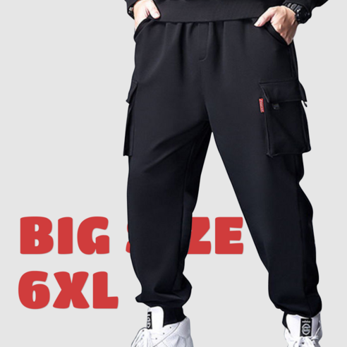 빅사이즈의 편안함과 스타일을 만끽하세요: [2XL-6XL] 블루제이 사방스판 카고 트레이닝 조거팬츠