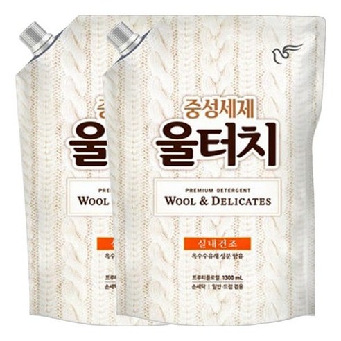 피죤 울터치 프리미엄 중성세제 리필 1300ml X 2개, 1.3L