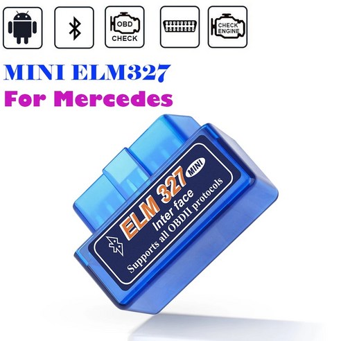 AMG 메르세데스 벤츠 W212 W222 W221 W220 W211 W210 W213 W202 W204 W205 블루투스 ELM327 OBD2 스캐너 안드로이드 진단 도구, 1)파란, 1개