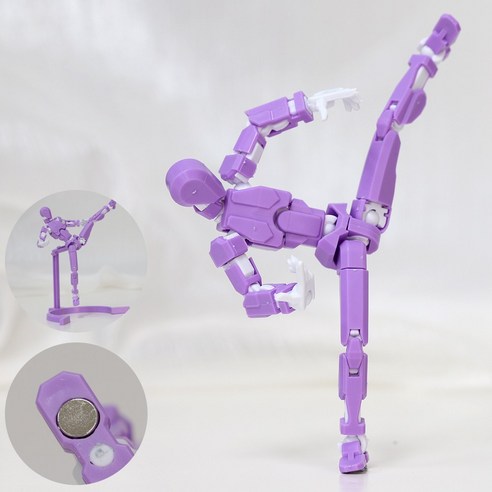 아느캐 DIY 3D 더미 액션 피겨 구체관절 자석형 피규어 무기7종+거치대+손 파츠6종+자석2개 제작영상제공, 더미 퍼플, 1개