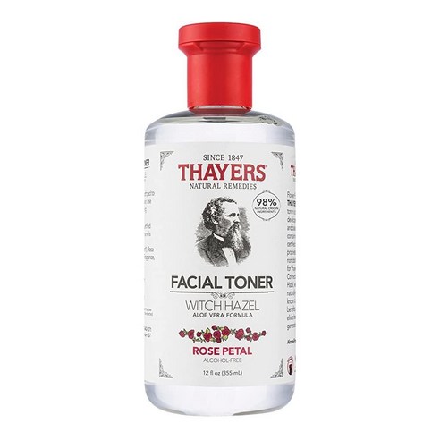 Thayers 페이셜 토너 알로에 베라가 함유된 위치 헤이즐 로즈 페탈 355ml(12 액량온스), 355ml, 12개