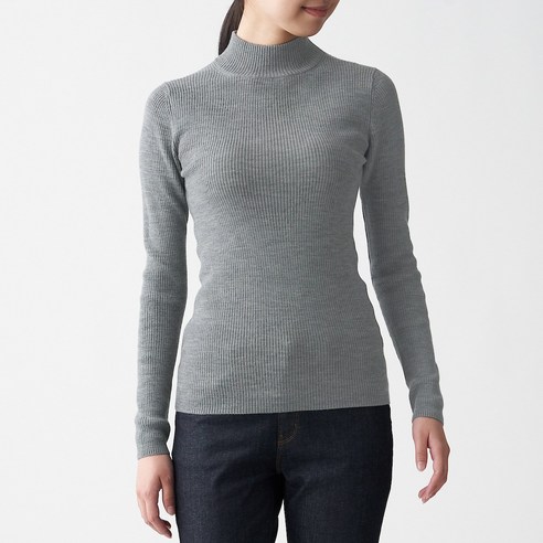 무인양품 MUJI 여성 목이 편한 리브 워셔블 하이넥 스웨터 BAG03A0A