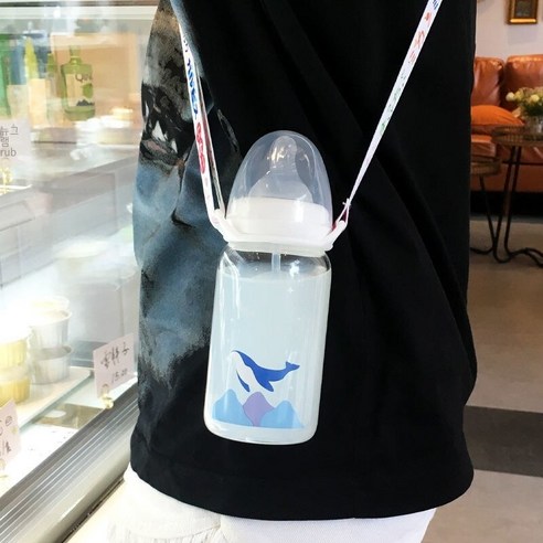 한국어 스타일 귀여운 컵 졸업 짚 성인 크리 에이 티브 유리 컵 여학생 젖꼭지 컵 휴대용 컵, 330ml돌고래스케일240_단일병+밀짚중력볼+스트랩