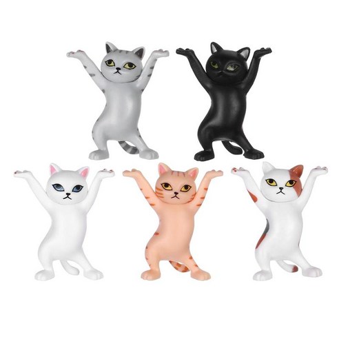 5 팩 고양이 동상 장식 키티 브래킷 선물 사무실 데스크탑 장식, 설명, {"수건소재":"플라스틱"}