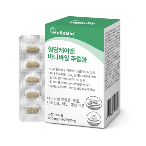 헬로바이오 혈당케어엔 바나바잎 추출물, 1개, 60정