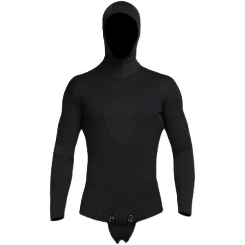 웻슈트 서핑슈트 프리다이빙슈트 남성 상의 후드 고급형, 3mm 블랙 후드 탑