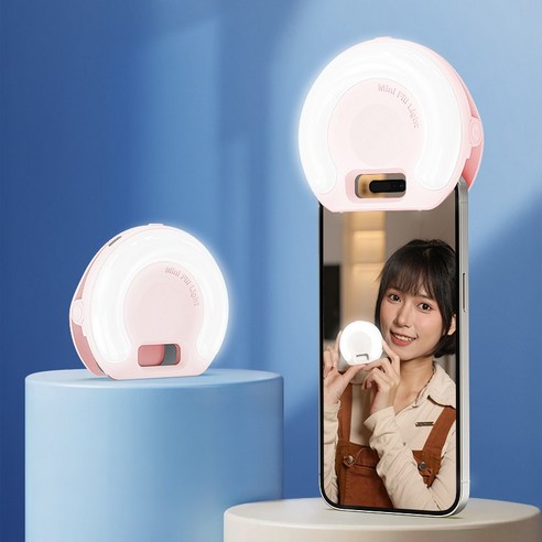 에이제이케이 충전식 LED 조명등 촬영 사진 미니 필 라이트, 1개, ZM-D7 에디션 핑크