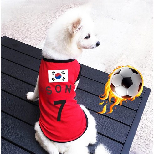 버닝오스 축구복 강아지 유니폼 메쉬 티셔츠 고양이 옷, 래드, 1개
