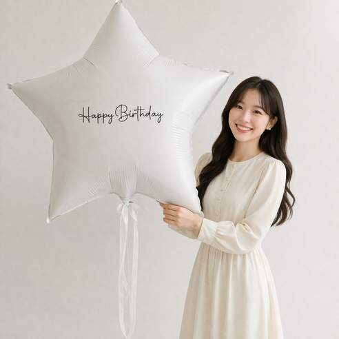 EC1983 대형 별풍선 레터링 생일 파티 풍선 세트 감성 인테리어 홈파티 프로포즈 기념일, 화이트, 1개