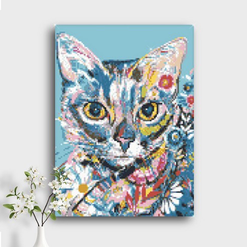 오늘의오브제 DIY 보석십자수 캔버스형 40x30cm, A3_11_COLORFUL CAT 2, 1개