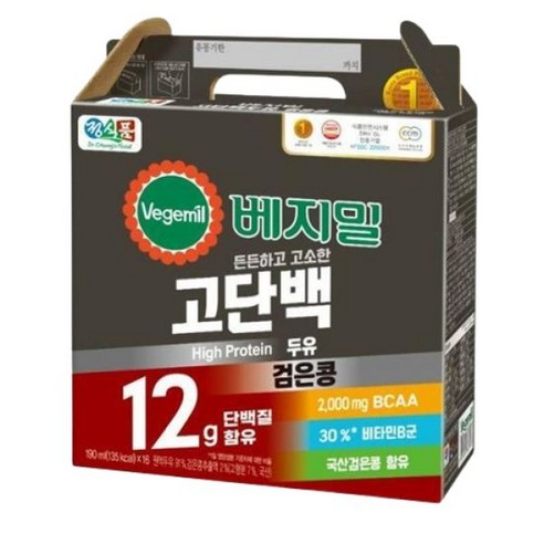 베지밀 고단백 두유 검은콩 190ml*16입, 190ml, 16개