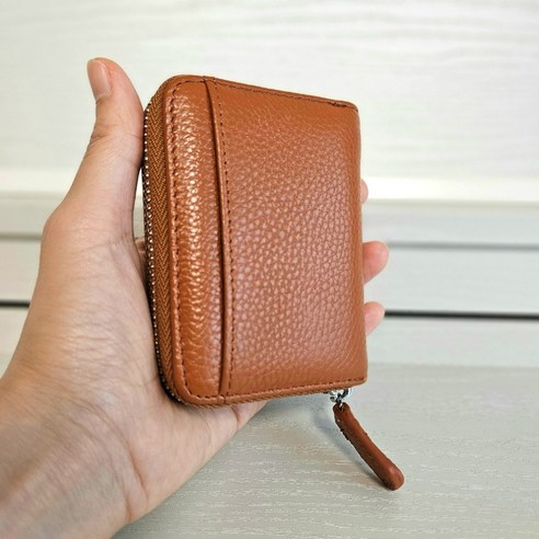 호프마 소가죽 아코디언 지퍼형 카드지갑