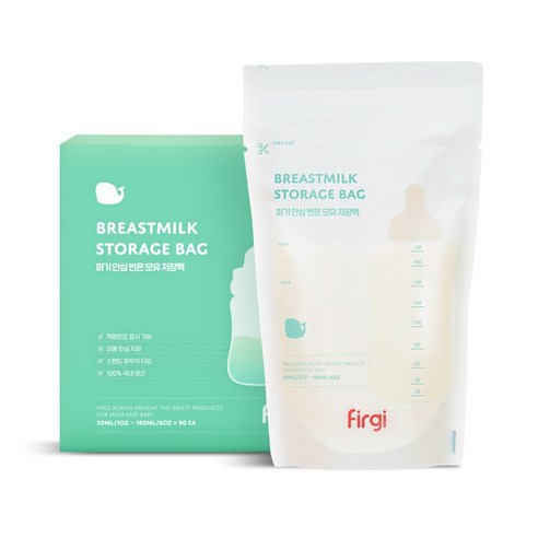 퍼기 일회용 안심 변온 모유 저장팩 180ml, 1개, 90매