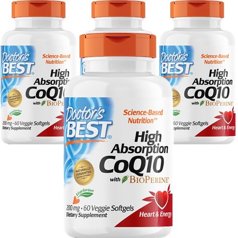 닥터스베스트 하이 앱솔션 CoQ10 200mg 베지 소프트젤 글루텐 프리, 60캡슐, 4개