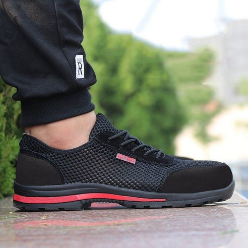 여름 통풍 메쉬 경량 작업화 충격방지 찔림방지 발편한 안전화 Men''s Work Shoes