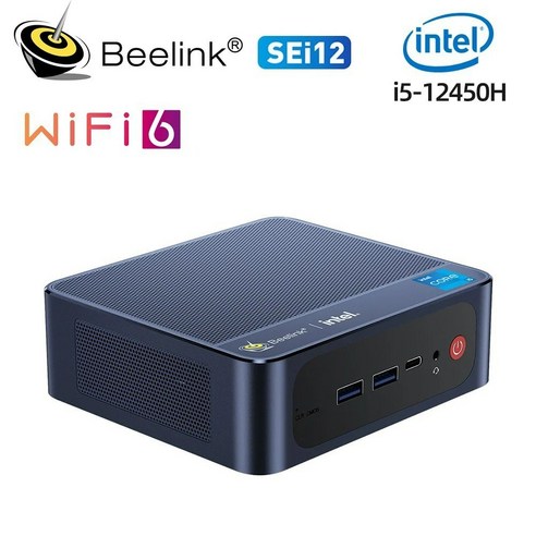 Beelink SEi12 인텔 코어 i5-12450H 인텔 UHD 그래픽 48EUs 미니 오피스/게이밍 데스크톱 PC WIFI6/BT5.2 WIN11 PRO, RAM16GB+SSD1024GB, EU