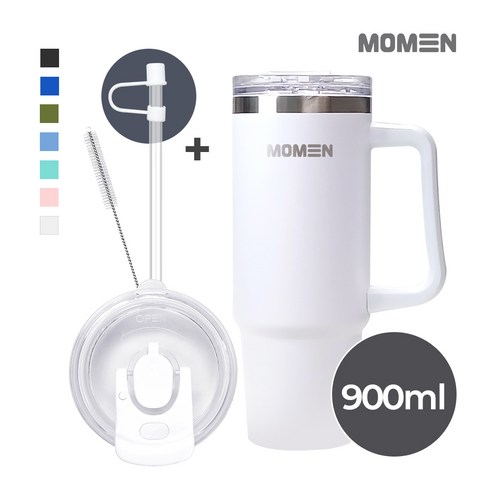모멘빅터텀블러 대용량텀블러 손잡이 빨대 진공, 900ml, 티타늄화이트, 1개