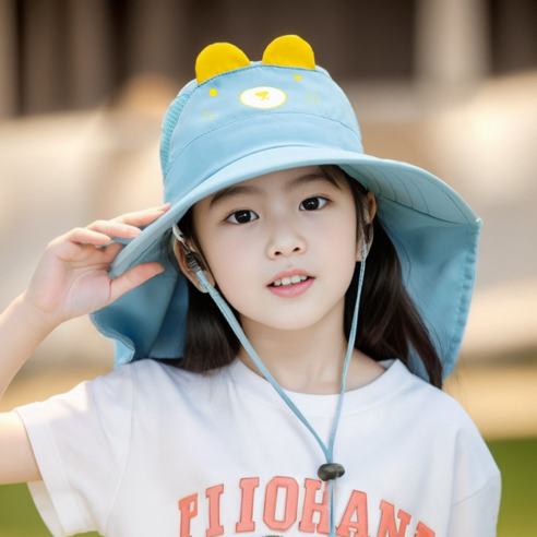 아동플랩캡 아기 수영모자 아동 여름모자 메쉬 리틀베어