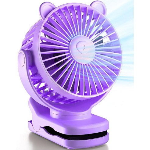 KIDEE Portable Clip on Fan Small Desk Fan Battery Operated 360° Rotation Utral Quiet 3 Speed M, Light Purple