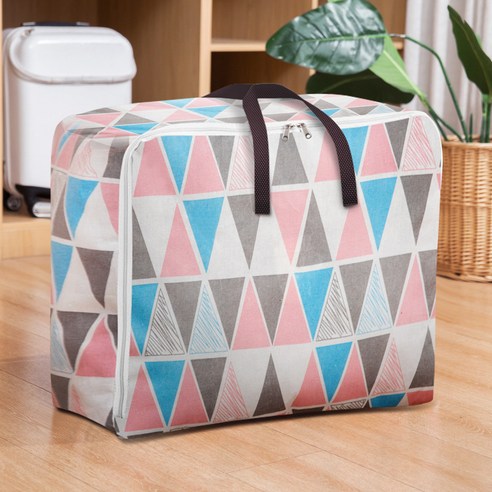 DFMEI 새로운 이동 코튼 가방 수하물 가방 퀼트 스토리지 박스 슈퍼 대형 인쇄 의류 휴대용 마무리 가방 도매, 색상 삼각형 슈퍼 대수