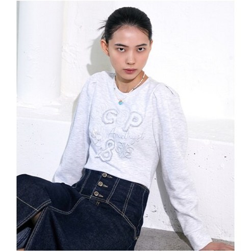 에고이스트 [에고이스트]퍼프 소매 자수 장식 티셔츠 (EP1CL263)