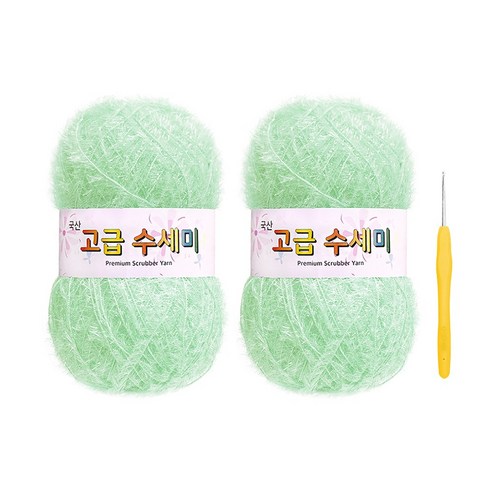 울클럽 별꽃수세미 DIY 고급수세미실 80g 2볼 + 코바늘 6호 (동영상제공), 134베이비민트