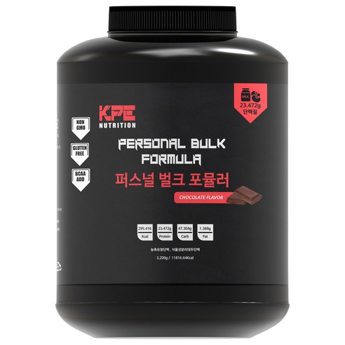 퍼스널 벌크 포뮬러 게이너 – 체중 증가 및 근육 형성을 위한 단백질 보충제, 3.2kg, 1개