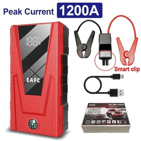 점프 스타터 보조배터리 2000A 1200A 휴대용 충전기 자동차 부스터 시동 장치 비상 배터리 12V, 06 Smart clip_01 CHINA