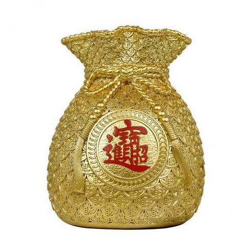 2x 참신 꽃 꽃병 화분 냄비 돈 가방 모양 홈 장식에 대 한 부와 행운 예술에 대 한 골드 수 지 웨딩 거실 장식, 수지, 금