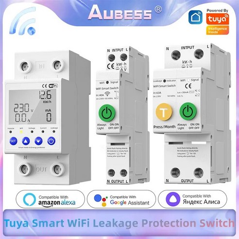 Aubess Tuya 스마트 와이파이 스위치 220v 에너지 계량기 DIY 조명 스위치 모듈 양방향 제어 지지대 Yandex Alice Alexa Google Home, 3)C