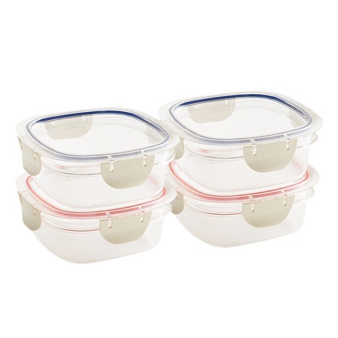 이지앤프리 클라우드 이지락 밀폐용기 1200ml 2종 x 2p 세트, 클리어레드 2p +..., 1세트