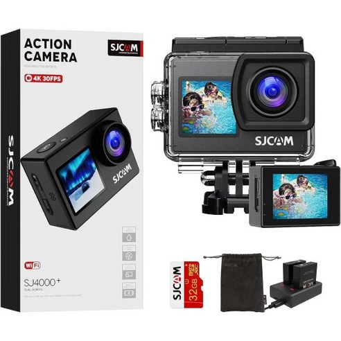 SJCAM 액션 캠 카메라 업그레이드된 SJ4000 4K30FPS UHD 방수 수중 액세서리 키트 – 블랙